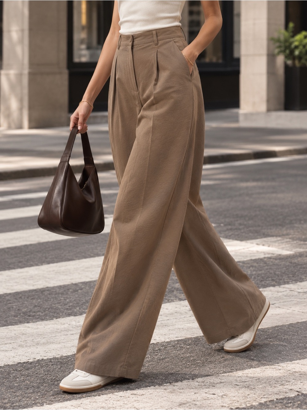 Oak + Fort Pleated Wide Leg Trouser